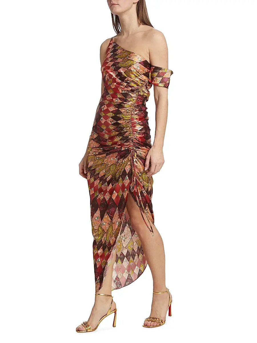 Cinq à Sept Women's Elliana Asymmetric Silk Midi-Dress | Thumbnail 4