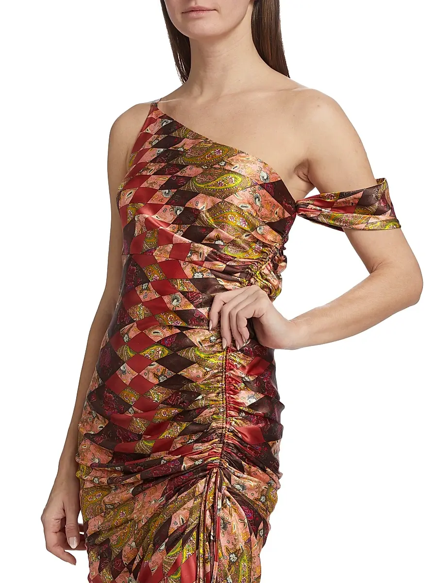 Cinq à Sept Women's Elliana Asymmetric Silk Midi-Dress | Thumbnail 6