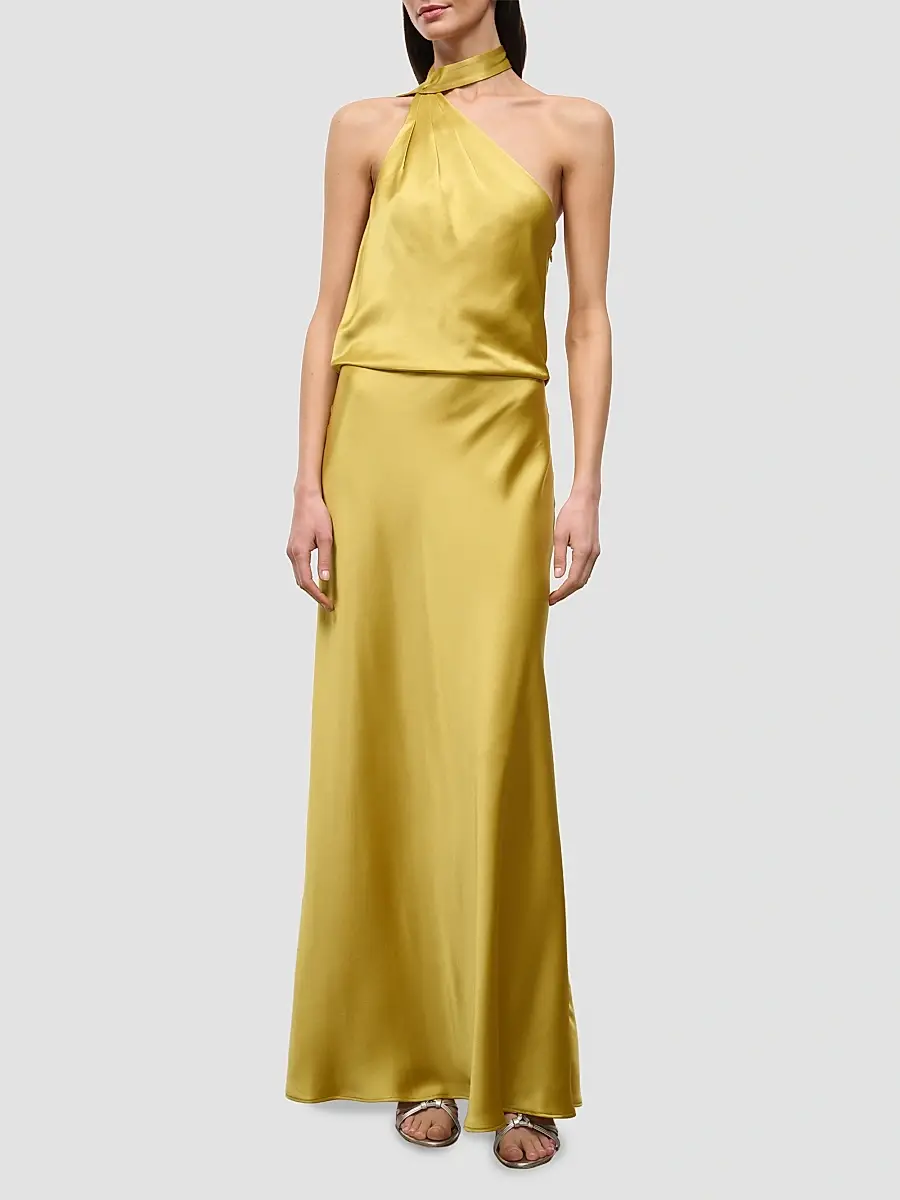 Staud Women's Estelle Satin One-Shoulder Maxi Dress | Thumbnail 3 Staud Women's Estelle Satin One-Shoulder Maxi Dress | Thumbnail 3