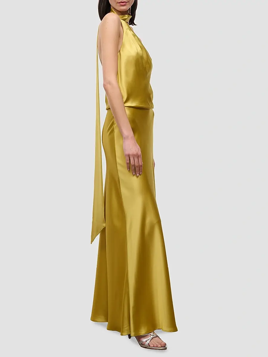 Staud Women's Estelle Satin One-Shoulder Maxi Dress | Thumbnail 4 Staud Women's Estelle Satin One-Shoulder Maxi Dress | Thumbnail 4