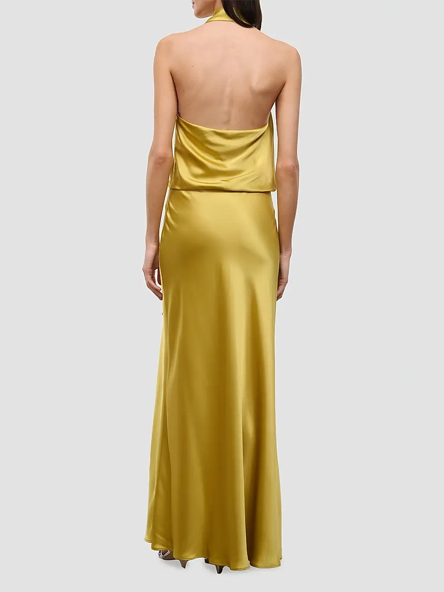 Staud Women's Estelle Satin One-Shoulder Maxi Dress | Thumbnail 5 Staud Women's Estelle Satin One-Shoulder Maxi Dress | Thumbnail 5