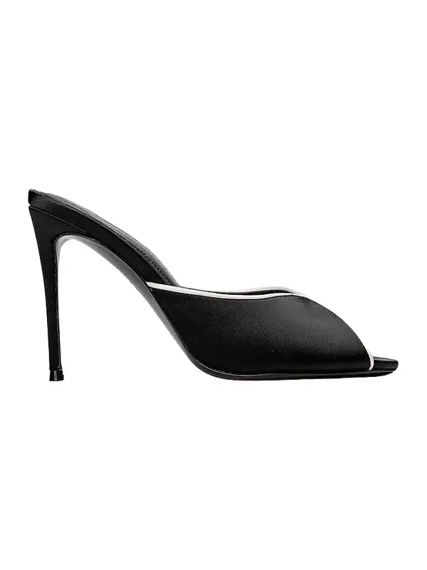 Black Suede Studio Women's Amelia 100MM Satin Mules