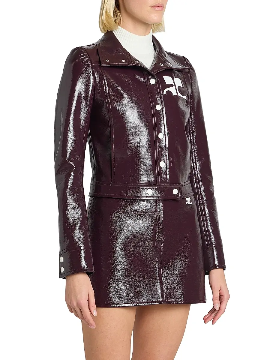 Courrèges Women's Reedition Logo Vinyl Crop Jacket | Thumbnail 4 Courrèges Women's Reedition Logo Vinyl Crop Jacket | Thumbnail 4