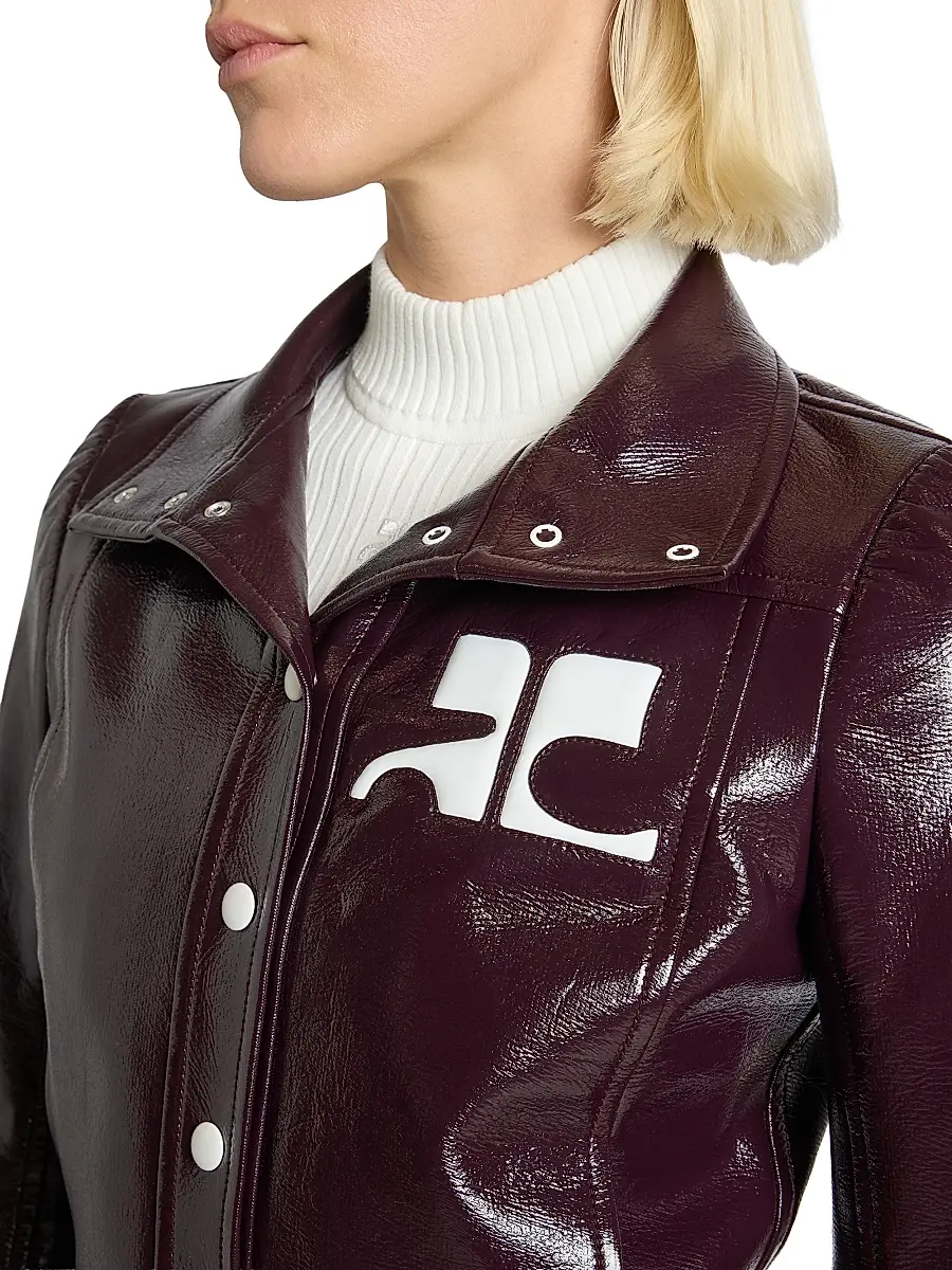 Courrèges Women's Reedition Logo Vinyl Crop Jacket | Thumbnail 6 Courrèges Women's Reedition Logo Vinyl Crop Jacket | Thumbnail 6