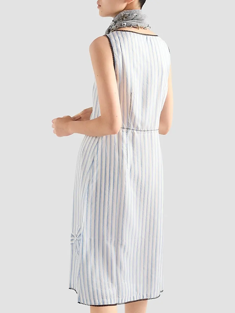 Prada Women's Striped Dress with Bow - Blue | Thumbnail 3