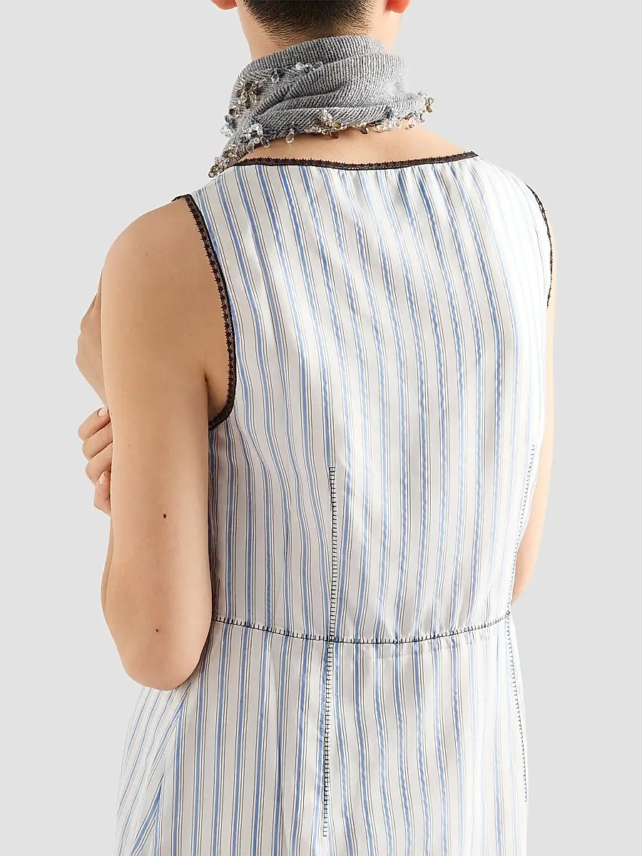 Prada Women's Striped Dress with Bow - Blue | Thumbnail 4