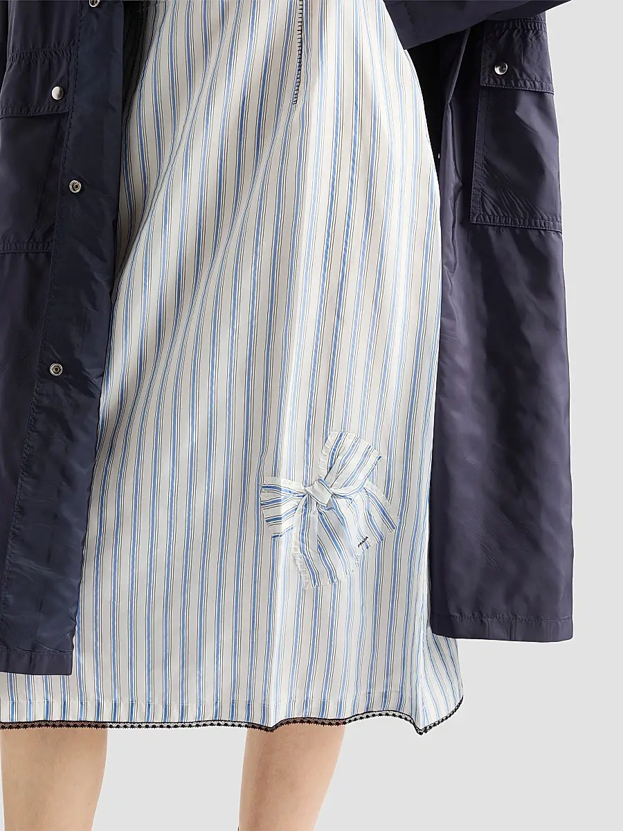 Prada Women's Striped Dress with Bow - Blue | Thumbnail 6