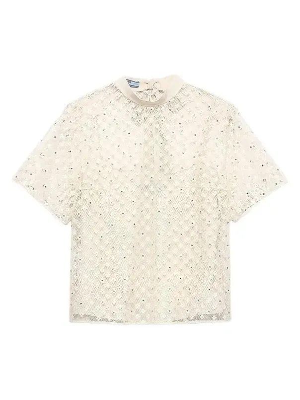 Prada Women's Embroidered Lace Top