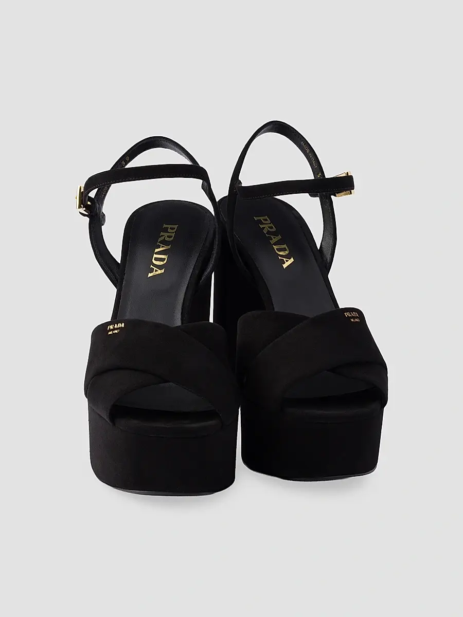Prada Women's Suede Platform Sandals | Thumbnail 4 Prada Women's Suede Platform Sandals | Thumbnail 4