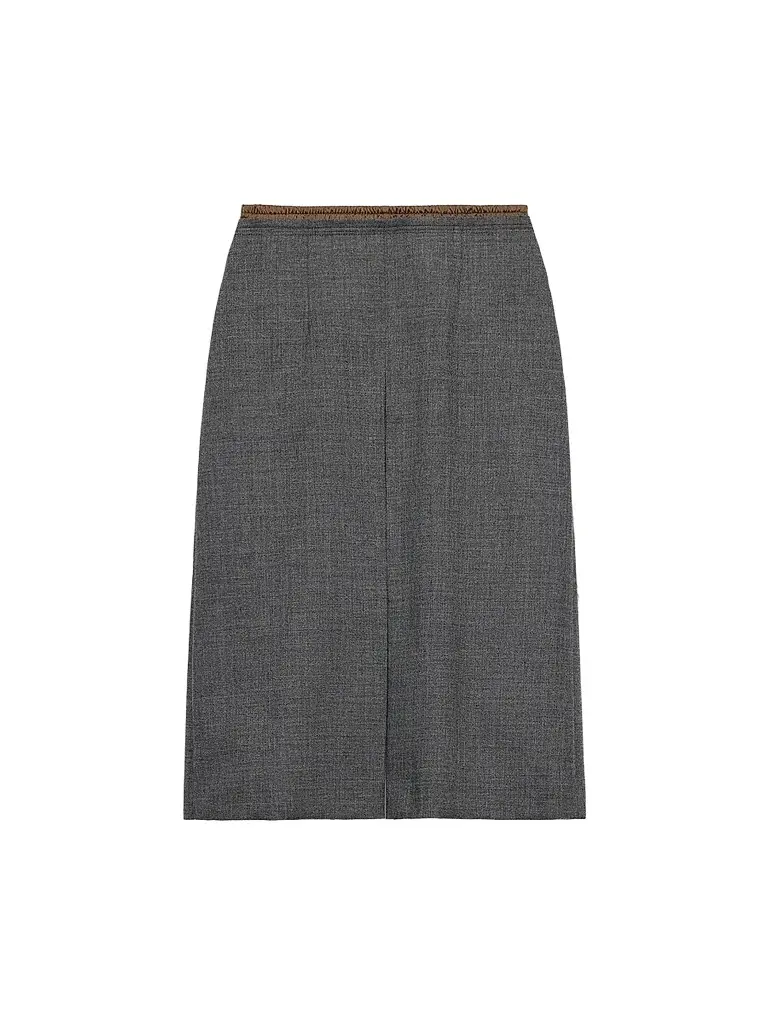 Prada Women's Rush Stitch Midi Skirt - Grey - Size 8 | Image 1 Prada Women's Rush Stitch Midi Skirt - Grey - Size 8 | Image 1