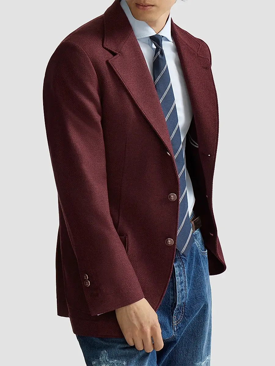 Brunello Cucinelli Men's Cashmere Panama Deconstructed Blazer | Thumbnail 3