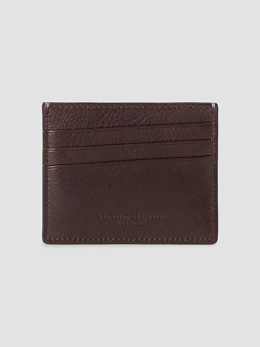 Brunello Cucinelli Men's Brushed Leather Card Holder | Thumbnail 2 Brunello Cucinelli Men's Brushed Leather Card Holder | Thumbnail 2