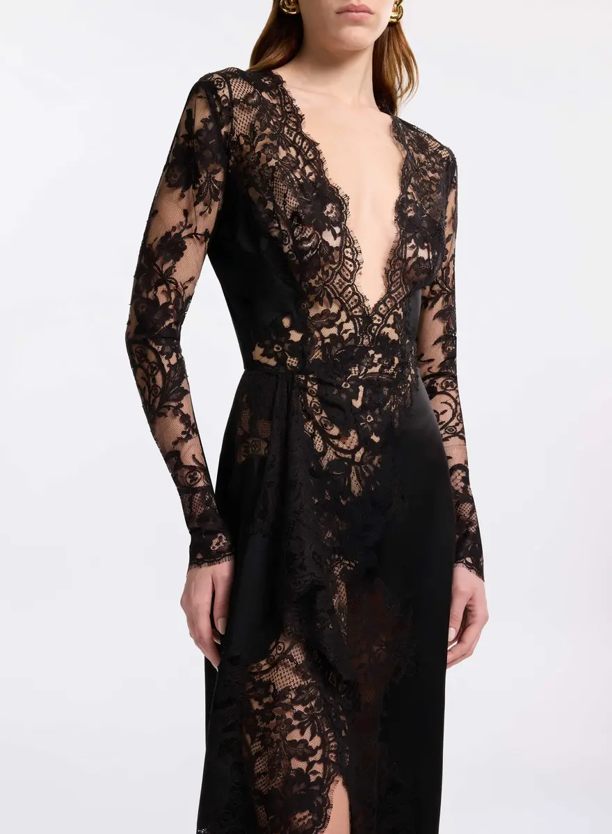Elie Saab Envers Satin with Lace Dress | Thumbnail 4