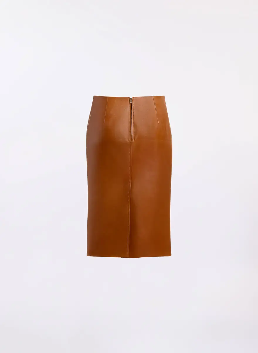 Elie Saab Leather Midi Skirt | Thumbnail 4