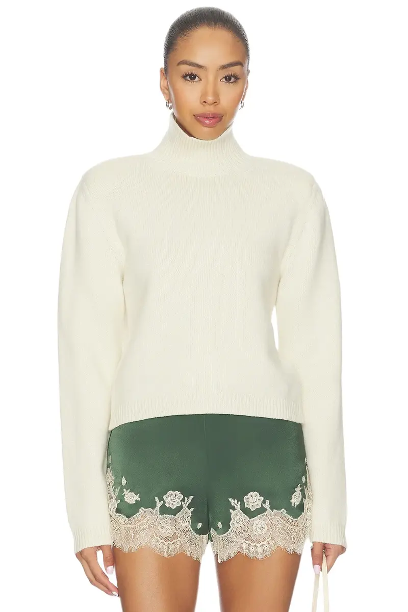 Statement Shoulder Cropped Turtleneck Sweater Statement Shoulder Cropped Turtleneck Sweater