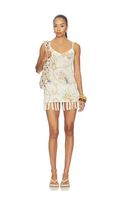 Tularosa Sinta Open Knit Fringe Mini Dress | Image 1 Tularosa Sinta Open Knit Fringe Mini Dress | Image 1