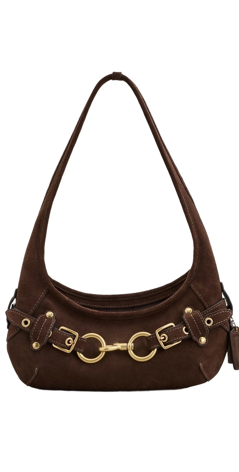 Belted Ergo Suede Shoulder Bag 26