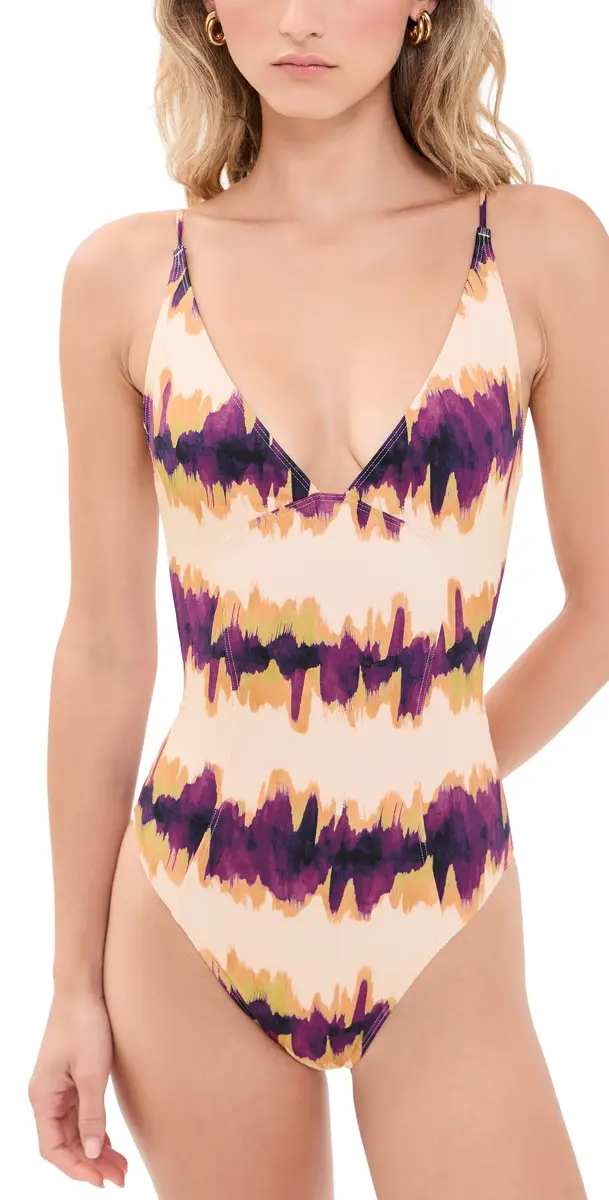 Ulla Johnson Alba Deep V Maillot One iece Quarry | Image 1 Ulla Johnson Alba Deep V Maillot One iece Quarry | Image 1