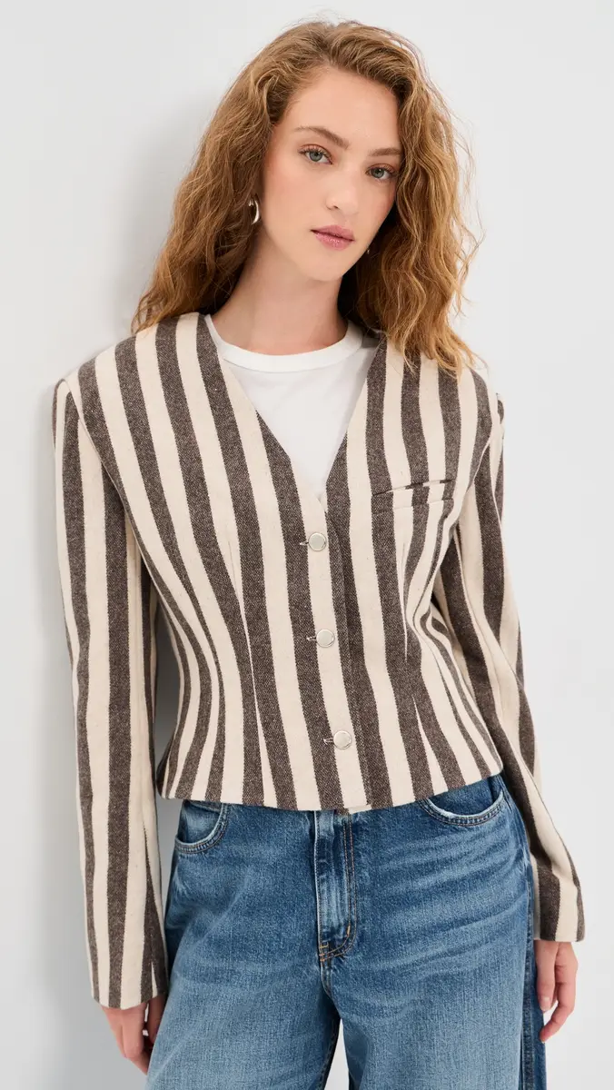 VRG GRL Nerida Charcoal Stripe Blazer | Thumbnail 2 VRG GRL Nerida Charcoal Stripe Blazer | Thumbnail 2