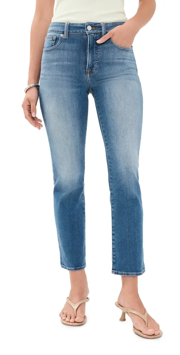 Good American Soft Tech Good Legs Straight Jeans Indigo137 | Image 1 Good American Soft Tech Good Legs Straight Jeans Indigo137 | Image 1