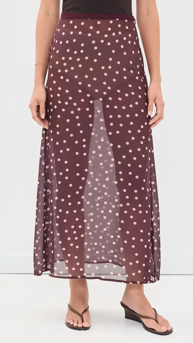 VRG GRL Vilma Sheer Polka Dot Maxi Skirt | Thumbnail 2