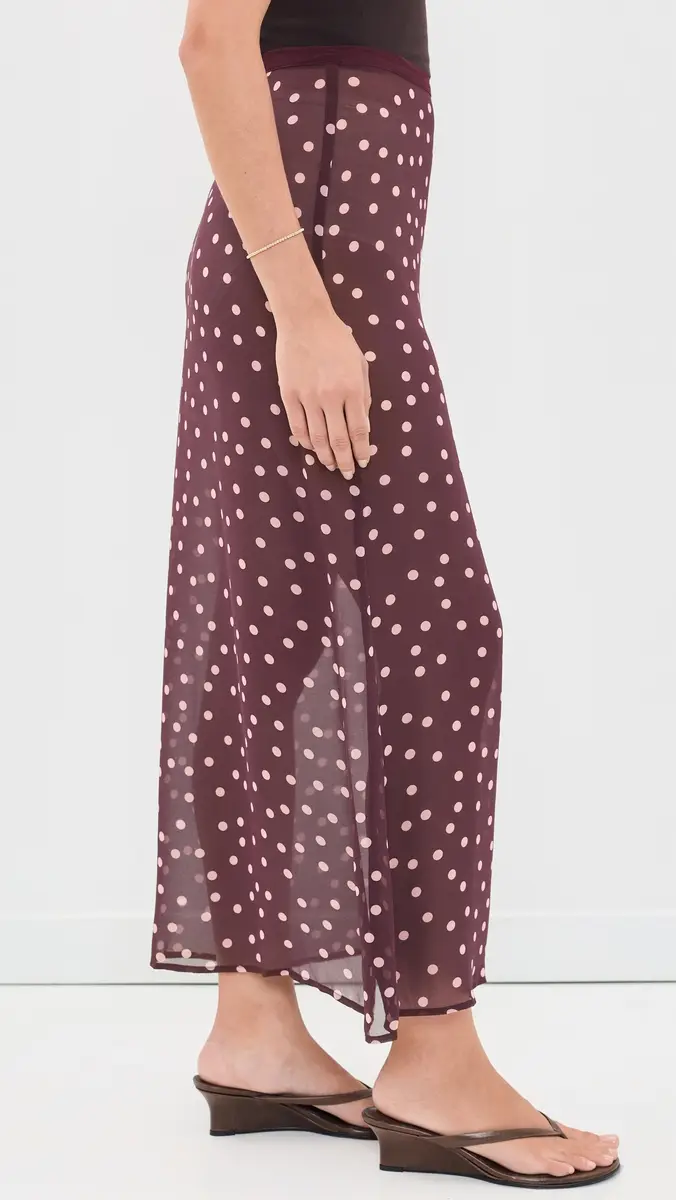 VRG GRL Vilma Sheer Polka Dot Maxi Skirt | Thumbnail 4