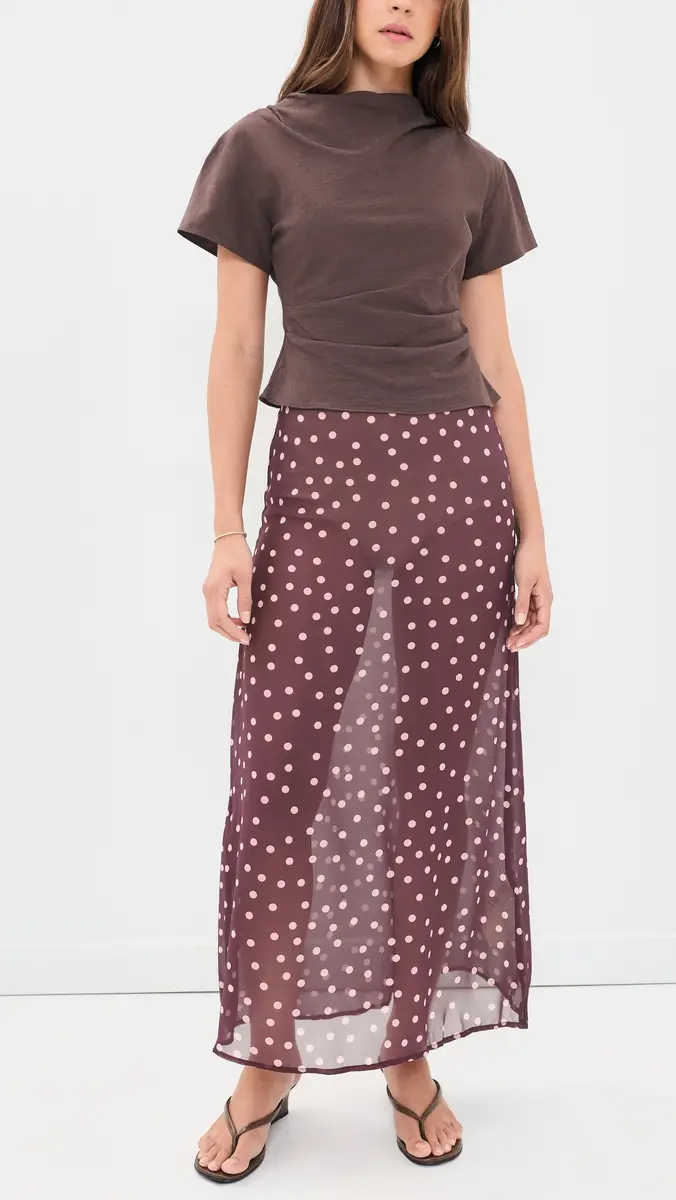 VRG GRL Vilma Sheer Polka Dot Maxi Skirt | Thumbnail 5