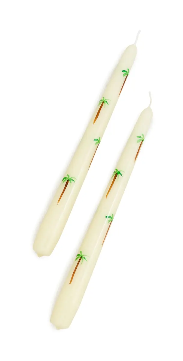 LES OTTOMANS 2 Palm Candlesticks Green/Brown/White | Image 1 LES OTTOMANS 2 Palm Candlesticks Green/Brown/White | Image 1