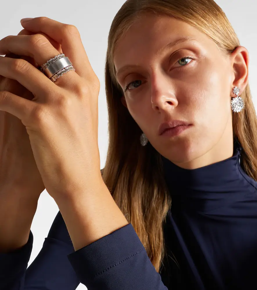 Suzanne Kalan Midi 18kt white gold tech ring jackets with diamonds | Thumbnail 4 Suzanne Kalan Midi 18kt white gold tech ring jackets with diamonds | Thumbnail 4