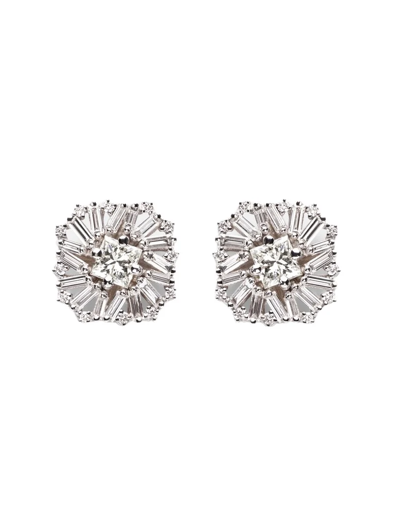 Princess Burst 18kt white gold stud earrings with diamonds