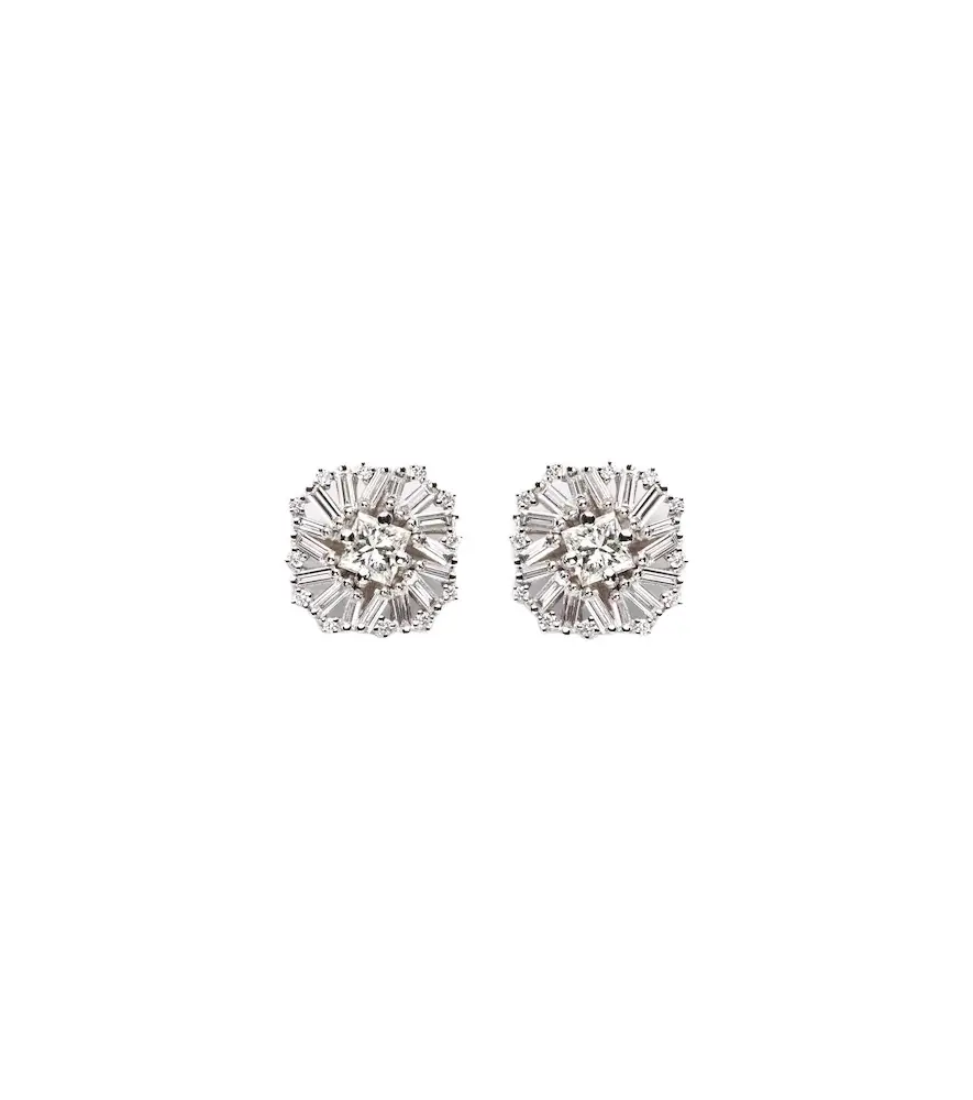 Suzanne Kalan Princess Burst 18kt white gold stud earrings with diamonds | Image 1 Suzanne Kalan Princess Burst 18kt white gold stud earrings with diamonds | Image 1