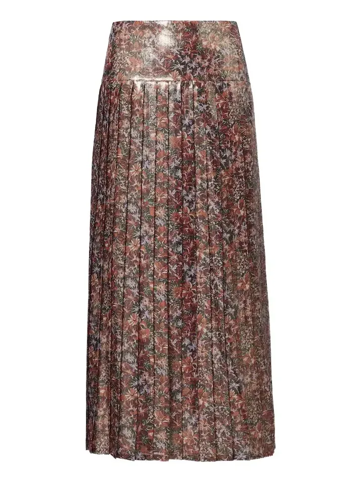 Floral pleated silk-blend lamé midi skirt Floral pleated silk-blend lamé midi skirt