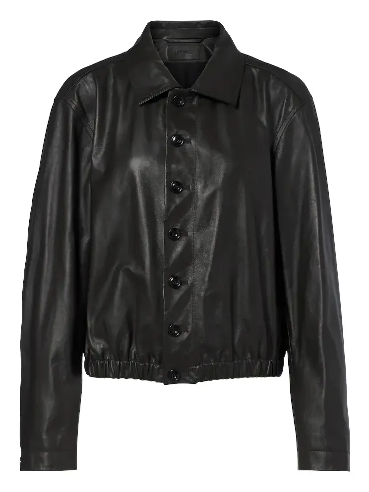 Leather blouson jacket
