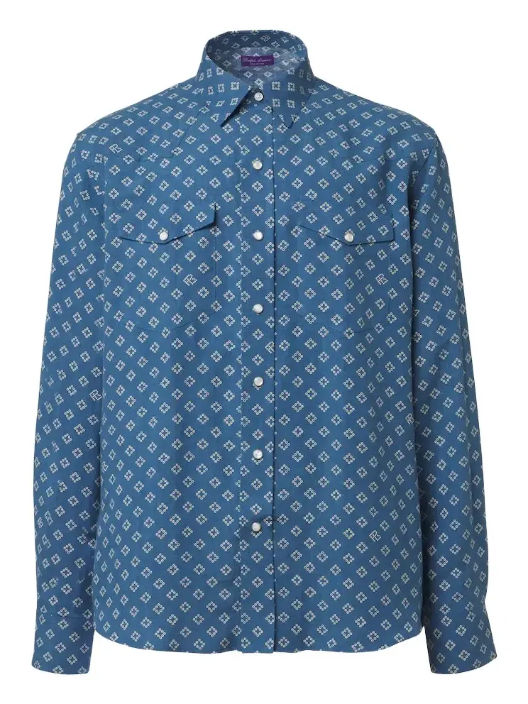 Printed linen and silk shirt