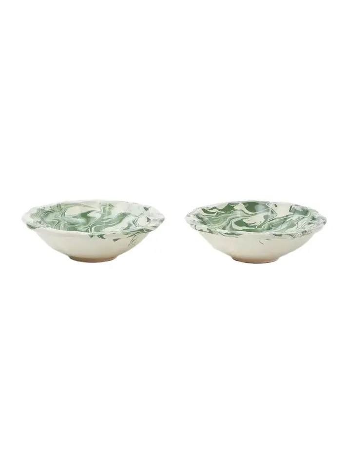 Cabana Marbled set of 2 ceramic bowls
