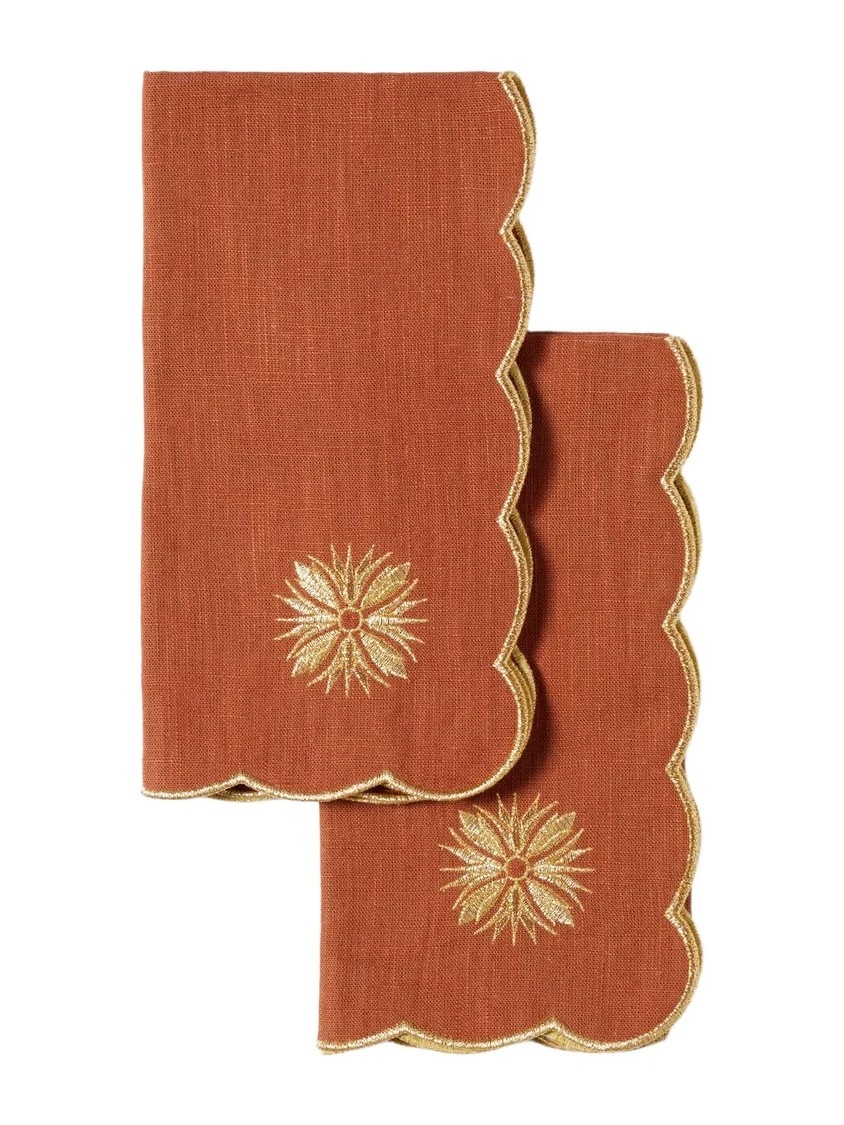 Cabana Terracotta set of 2 linen and cotton napkins