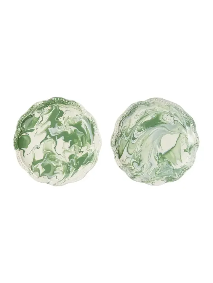 Cabana Marbled set of 2 ceramic dessert plates