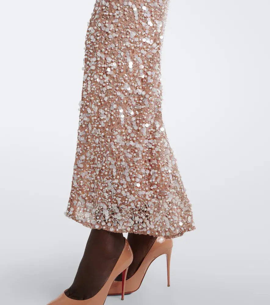LA FUORI Là Fuori Genevieve embellished lace and satin gown | Thumbnail 4