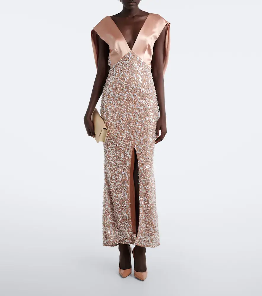 LA FUORI Là Fuori Genevieve embellished lace and satin gown | Thumbnail 5