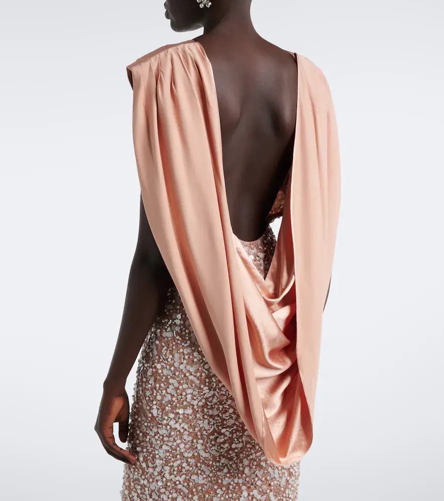 LA FUORI Là Fuori Genevieve embellished lace and satin gown | Thumbnail 6