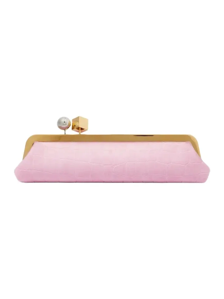 Salon croc-effect suede clutch Salon croc-effect suede clutch