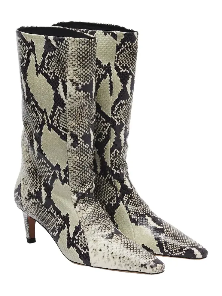 Cave snake-effect leather mid-calf boots Cave snake-effect leather mid-calf boots