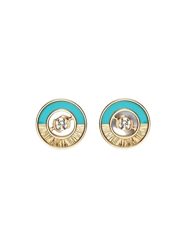 Possession Vibrant Palace 18kt rose gold earrings with turquoise and diamonds