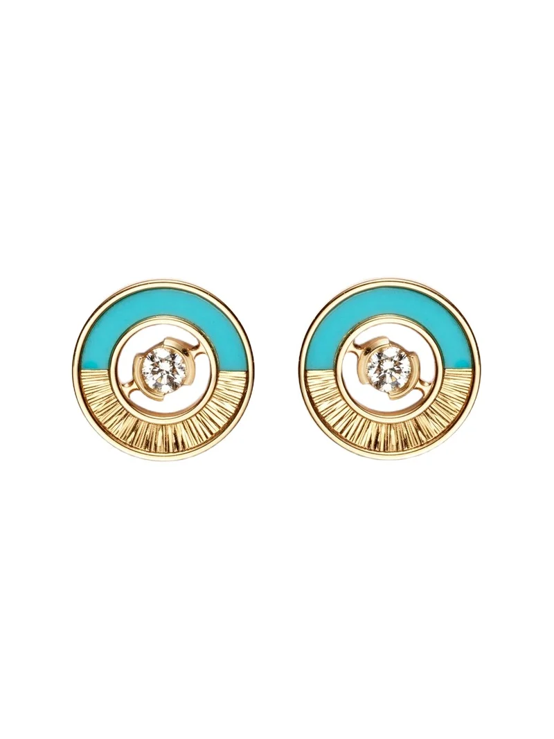 Possession Vibrant Palace 18kt rose gold earrings with turquoise and diamonds Possession Vibrant Palace 18kt rose gold earrings with turquoise and diamonds