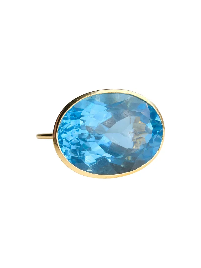 Wish Fine Jewelry 12.853ct Swiss Blue Topaz 18K Gold Statement Ring
