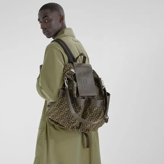 Fendi Strike Large FF Jacquard Fabric Backpack | Thumbnail 5 Fendi Strike Large FF Jacquard Fabric Backpack | Thumbnail 5