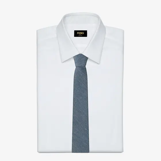 Fendi Denim-Effect Silk and Cotton Tie | Thumbnail 2 Fendi Denim-Effect Silk and Cotton Tie | Thumbnail 2