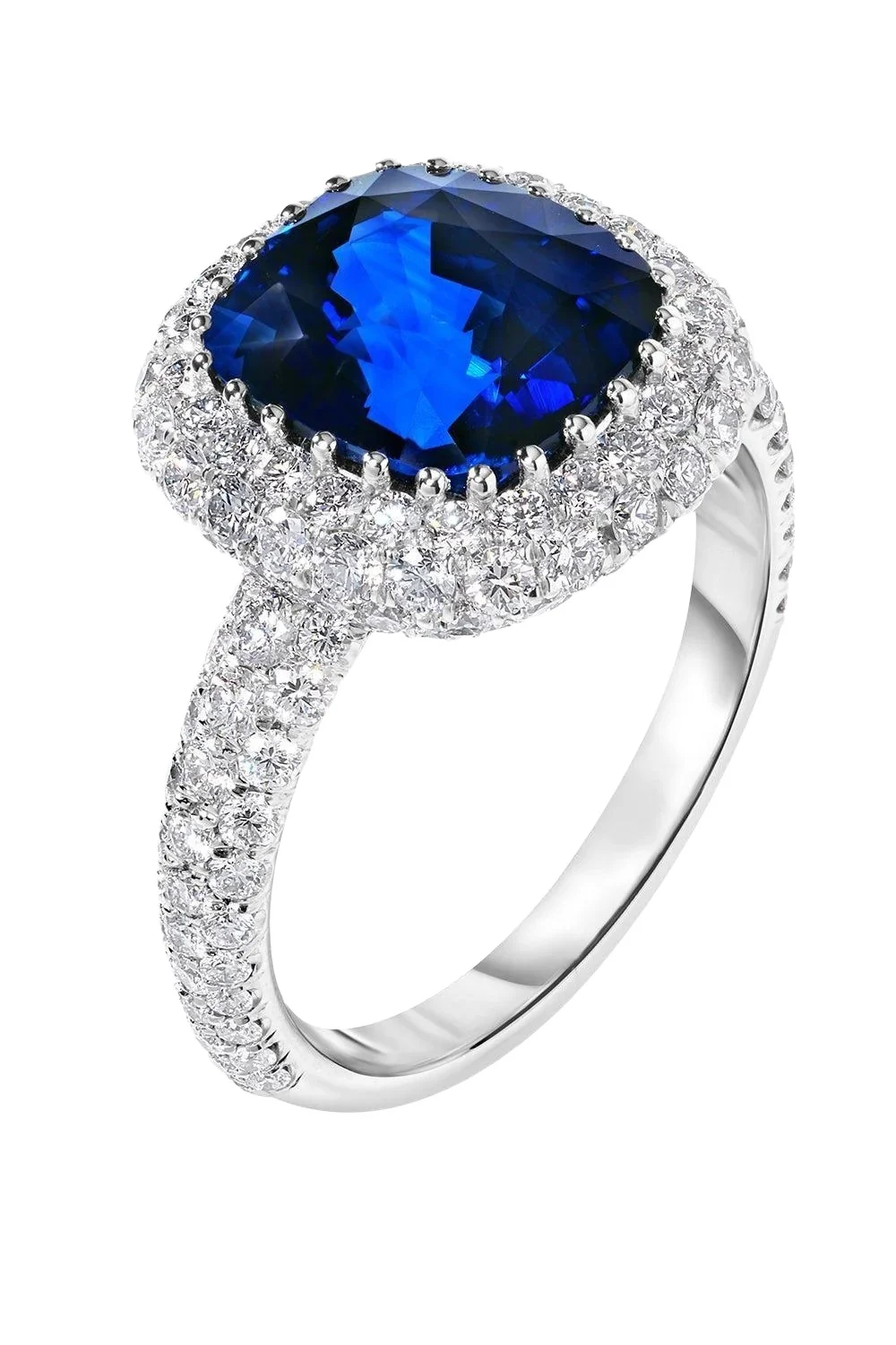 Blue Sapphire Diamond Halo Ring Blue Sapphire Diamond Halo Ring