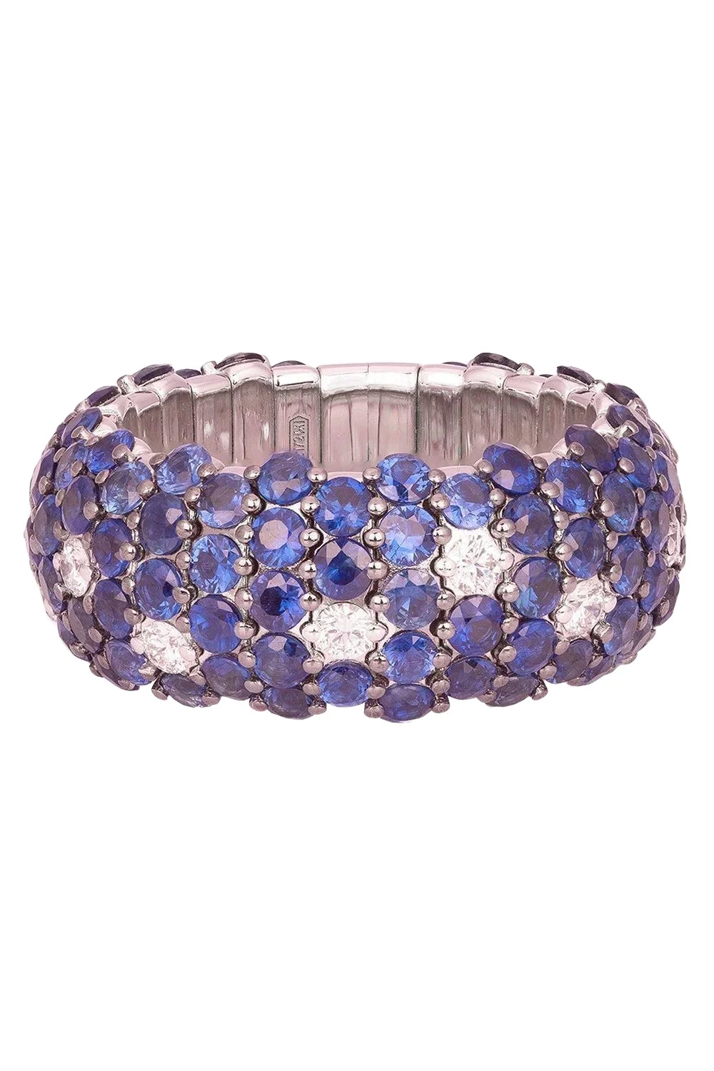 Zydo Blue Sapphire Diamond Medium Domed Stetch Ring