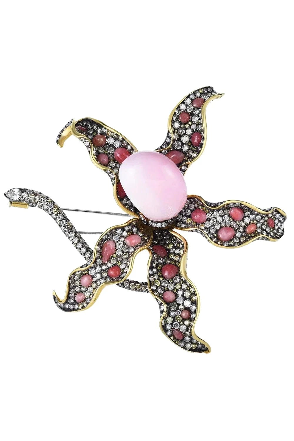 Conch Pearl Diamond Flower Brooch Conch Pearl Diamond Flower Brooch